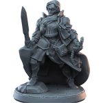 Female Knight Miniature with Sword & Mace