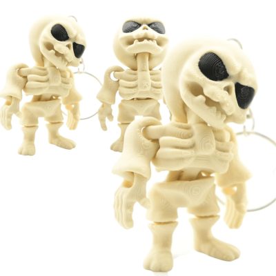 Cute Grumpy Skeleton Articulated Keychain (Pack of 3) – Funny Mini Skeletons with Poseable Limbs & Moody Expressions for Bags, Gifts & Collectible Displays – 3D Printed in Canada — 3D Printed Collectible by 3DCentral