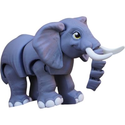 Cute Articulated Elephant Figurine – Movable 3D Printed Animal Toy for Desk Decor, Stress Relief & Collectors – 3D Printed in Canada — 3D Printed Collectible by 3DCentral
