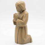 Wood Carved Praying Hands Figure — Wood Carved Style Minimalist Wood-Style Kneeling Figurine for Home Altar, Desk or Shelf Display — Religious Christian DÃ©cor Gift