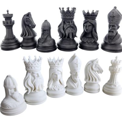 Carved Medieval Chess Piece Set (Pieces Only) – High-Detail Decorative Figurines with King, Queen, Knight & Bishop – DIY Paintable Statues – 3D Printed in Canada — 3D Printed Collectible by 3DCentral