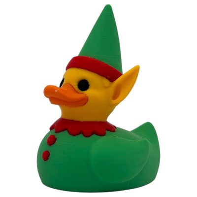 Christmas Elf Duck Figurine – Festive Holiday Decoration Duck with Elf Hat & Ears – Cute Collectible Xmas Display for Desk or Shelf – K3D