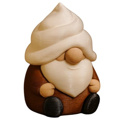 Cocoa Bomb Gnome Figurine – Cozy Hot Chocolate-Themed Nordic Gnome Sculpture for Desk, Shelf or Holiday Decor – 3D Printed in Canada — 3D Printed Collectible by 3DCentral