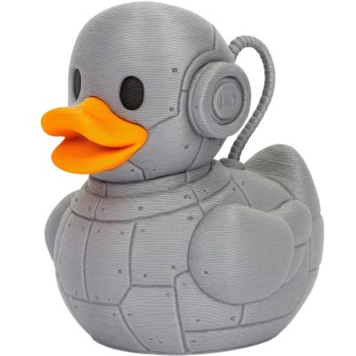 RoboDuck Figurine – Futuristic Robot Rubber Duck Display with Metallic Panel Detailing & Headset – Unique Gift or Desk Decor for Adults & Teens – 3D Printed in Canada — 3D Printed Collectible by 3DCentral