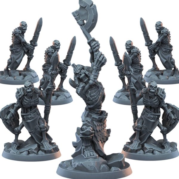Set of 7 Undead Skeleton Miniatures