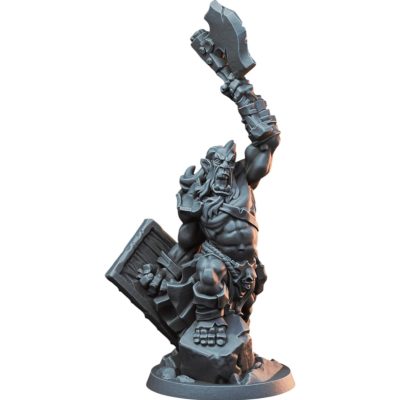 Ork Axe Berserker Miniature for Tabletop RPG, Wargaming & Painting – Fantasy Orc Warrior with Shield for Dungeon Battles & Warbands – 3D Printed in Canada — 3D Printed Collectible by 3DCentral