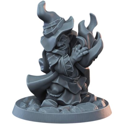 Gnome Warlock Male Miniature for Fantasy RPGs – Spellcasting Wizard Figurine for Painting & Collecting – 3D Printed in Canada — 3D Printed Collectible by 3DCentral