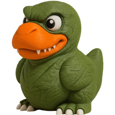 T-Rex Duck Figurine – Battleworn Dinosaur-Inspired Collectible with Fierce Details for Shelf or Desk – 3D Printed in Canada — 3D Printed Collectible by 3DCentral