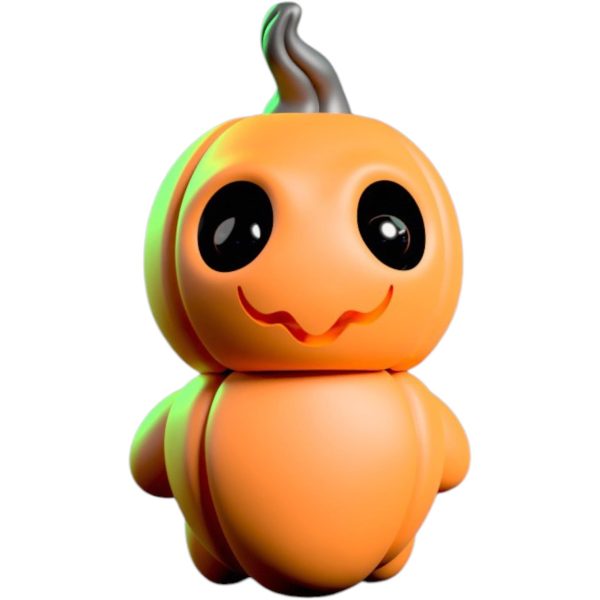 Cute Pumpkin Ghost Figurine with Flexible Wobble Head