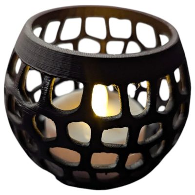 Round Voronoi Candle Holder – Modern Geometric Tealight Lantern for LED or Flameless Candles – Decorative 3D Printed Accent for Home or Tabletop – 3D Printed in Canada — 3D Printed Collectible by 3DCentral