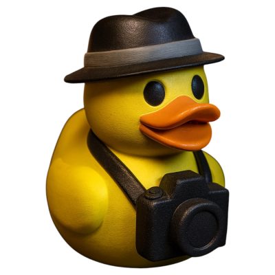 Photographer Duck Figurine with Hat & Camera – Cute Detective-Style Collectible Desk Decor for Teens & Adults – 3D Printed in Canada — 3D Printed Collectible by 3DCentral