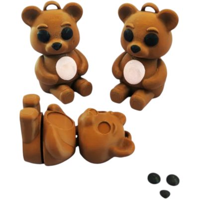 Cute Brown Bear Articulated Figurine with Snap-in Eyes and Belly – 3D Printed in Canada — 3D Printed Collectible by 3DCentral