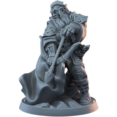 Ranger Male Fighter Miniature for Tabletop Games – Armored Warrior with Axe and Cloak – Unpainted 3D Printed RPG Figure — 3D Printed Collectible by 3DCentral