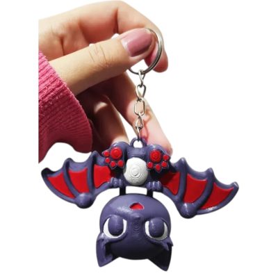 Cute Bat Keychain with Articulated Head – Adorable Halloween-Themed Bat Bag Charm or Key Ring for Teens and Adults – 3D Printed in Canada — 3D Printed Collectible by 3DCentral