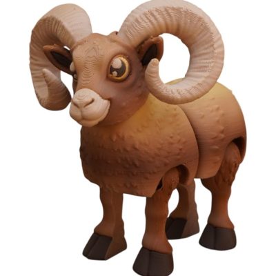 Articulated Bighorn Sheep Figurine – Poseable Wildlife Animal Collectible with Flexible Joints – Fun Desk Decoration or Rustic Display Model – 3D Printed in Canada — 3D Printed Collectible by 3DCentral