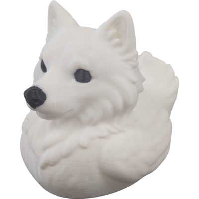 American Eskimo Dog Duck Figurine – Fluffy White Dog Meets Rubber Duck in Adorable Novelty Collectible Gift – 3D Printed in Canada — 3D Printed Collectible by 3DCentral