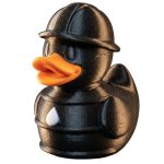 Oil Barrel Duck Figurine – Funny Rubber Duck Collectible in Black Barrel Design with Hard Hat – Unique Desk Decor, Gag Gift or Bath Display for Teens & Adults