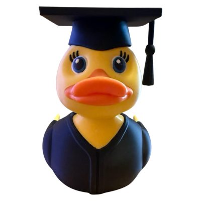 Female Graduation Duck Figurine – Grad Gift, Yellow Rubber Duck Style with Cap & Gown – Fun Graduation Desk Decor or Keepsake for Her – 3D Printed in Canada — 3D Printed Collectible by 3DCentral