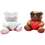 Sunglasses Bear Figurines – Set of 2 Cute Bears Holding Hearts with Shades, Gift-Ready Animal Décor – 3D Printed in Canada — 3D Printed Collectible by 3DCentral