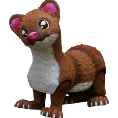 Articulated Weasel Figurine – Cute Poseable Wildlife Animal Collectible with Flexible Joints – Fun Desk Decoration or Display Model – 3D Printed in Canada — 3D Printed Collectible by 3DCentral