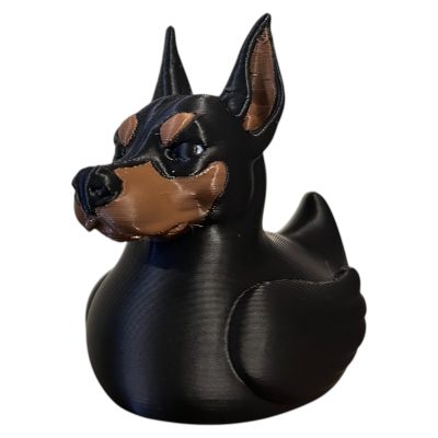 Playful Doberman Duck Figurine – Fierce Yet Fun Rubber Duck Dog Hybrid for Collectors & Doberman Lovers – 3D Printed in Canada — 3D Printed Collectible by 3DCentral