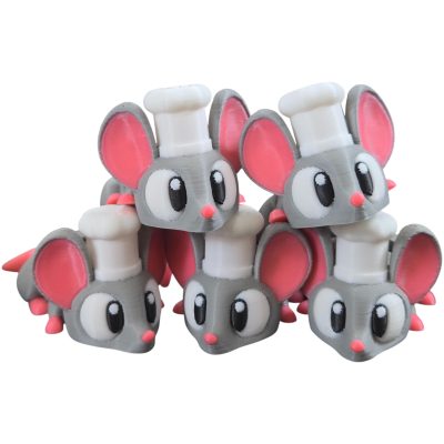 5-Pack Mini Baby Chef Mouse Figurines – Articulated Desk Pets, Poseable Fidget Toys, Mystery Mini Animals – 2 Inch Collectible Mice – 3D Printed in Canada — 3D Printed Collectible by 3DCentral