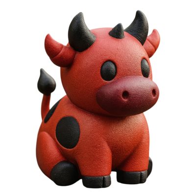 Devil Cow Figurine – Cute Demon Bull Desk Buddy, Gothic Bovine Decor, Red and Black Kawaii Cow Statue for Teens & Adults, Spooky Shelf Accent Collectible – 3D Printed in Canada — 3D Printed Collectible by 3DCentral