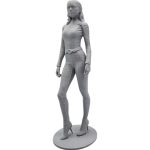 Stylized Female in Uniform Figurine – Elegant Standing Sculpture with Heels and Belted Suit