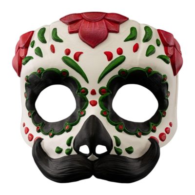 Mustache Calavera Mask – Day of the Dead Sugar Skull Costume Mask – Decorative Wearable– 3D Printed in Canada — 3D Printed Collectible by 3DCentral