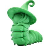Caterpillar Witch Figurine – Cute Fantasy Bug Sculpture with Wizard Hat for Fairy Garden, Halloween Display, or Shelf Decor – 3D Printed in Canada — 3D Printed Collectible by 3DCentral