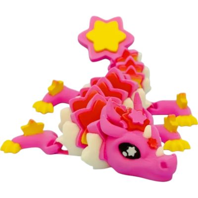 Starry Dragon Figurine – Cute Articulated Fantasy Creature with Crowned Details and Star Accents – 3D Printed in Canada — 3D Printed Collectible by 3DCentral