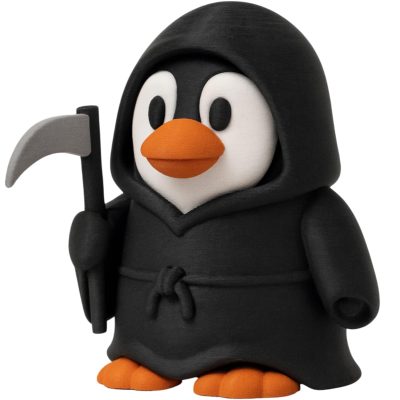 Reaper Penguin Figurine – Cute Grim Reaper Penguin Statue with Hood & Scythe – Funny Halloween Desk Décor for Teens & Adults – 3D Printed in Canada — 3D Printed Collectible by 3DCentral