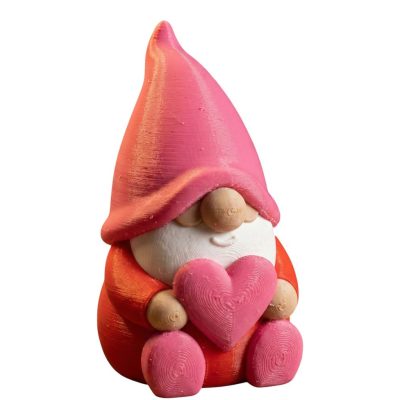 Heart Gnome Figurine – Cute Nordic Love Gnome for Desk, Shelf, or Mantel Décor – Adorable for Her or Him – 3D Printed in Canada — 3D Printed Collectible by 3DCentral