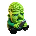 Brain Rotting Gnome Figurine – Funny Depressed Zombie Statue Holding Phone, Sad Digital Decay Shelf Decor, Collectible Meme Gift for Teens & Adults