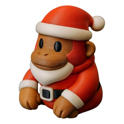 Christmas Santa Ape Figurine – Funny Holiday Monkey Collectible, Festive Xmas Shelf Sitter Décor, Red Suit Gorilla Ornament for Office or Home – 3D Printed in Canada — 3D Printed Collectible by 3DCentral