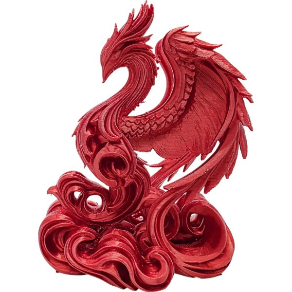 Soaring Flame Bird Sculpture with Flowing Wings & Fiery Base