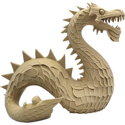 Loch Ness Monster Bust with Scaled Body & Fierce Dragon Head – Decorative Mythical Sea Serpent Figurine – DIY Paintable Wood-Like Sculpture – 3D Printed in Canada — 3D Printed Collectible by 3DCentral