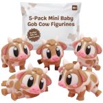 5-Pack Mini Baby Gob Cow Figurines – Cute Collectible Cow Desk Décor Set for Teens & Adults, Kawaii Pastel Calf Figurines for Display, Shelf, or Gifting