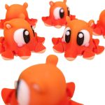 5-Pack Mini Baby Gob Octopus Figurines – Kawaii Orange & Red Collectible Octopi with Big Eyes, Cute Desk Decor or Shelf Display – 3D Printed in Canada