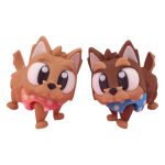 5-Pack Mini Baby Gob Yorkshire Terrier Figurines – Cute Cartoon-Style Yorkie Collectibles in Polka Dot Outfits for Desk, Shelf, or Gift Display