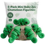 5-Pack Mini Baby Zou Chameleon Figurines – Cute Articulated Lizard Desk Pet for Teens & Adults, Reptile Shelf Decor, Decorative Display Collectible Collectible — 3D Printed Collectible by 3DCentral