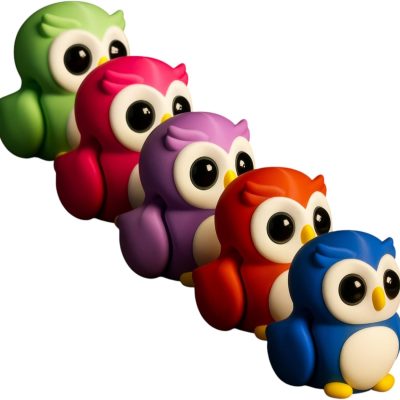 5-Pack Mini Baby Zou Owl Figurines – Cute Woodland Animal Collectibles & Desk Décor – Standard, Mystery Color & Keychain Variants — 3D Printed Collectible by 3DCentral
