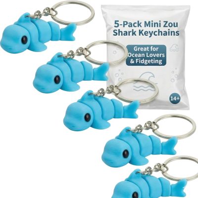 5-Pack Mini Tiny Zou Shark Figurines – Cute Shark Collectibles, Ocean Animal Gifts & Nautical Desk Décor – Standard, Mystery Color & Keychain Variants — 3D Printed Collectible by 3DCentral