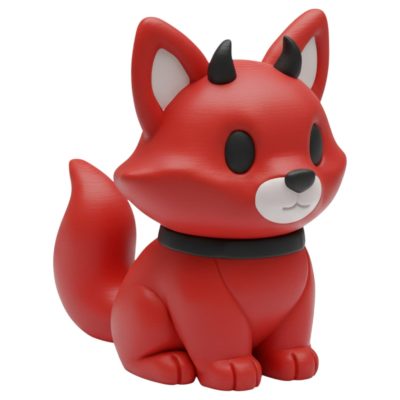 Devil Fox Figurine – Cute Demon-Inspired Red Fox Collectible for Desk, Shelf, or Gift Display – 3D Printed in Canada — 3D Printed Collectible by 3DCentral