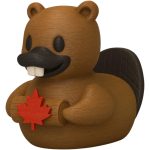 Cute Canadian Beaver Duck Figurine Holding Maple Leaf – Collectible Decor for Desk, Shelf, or Gift Display
