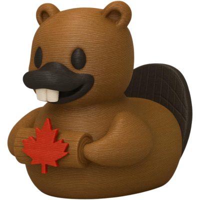 Cute Canadian Beaver Duck Figurine Holding Maple Leaf – Collectible Decor for Desk, Shelf, or Gift Display – 3D Printed in Canada — 3D Printed Collectible by 3DCentral
