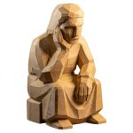 Wood Carved Waiting Figurine — Wood Carved Style Minimalist Sitting Man Sculpture for Desk or Shelf DÃ©cor — Collectible Modern Art Accent