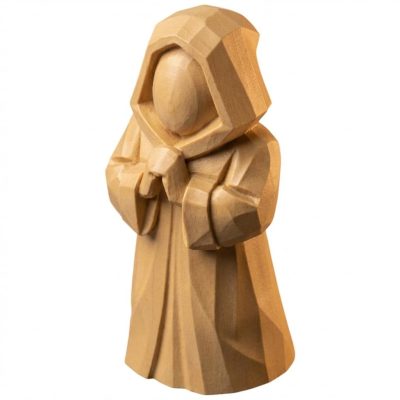 Wood Carved Snowfall Watcher Figurine – Wood Carved Style Minimalist Hooded Winter Statue for Shelf or Desk Display – Spiritual Nordic Decor Accent for Home or Office – 3D Printed in Canada