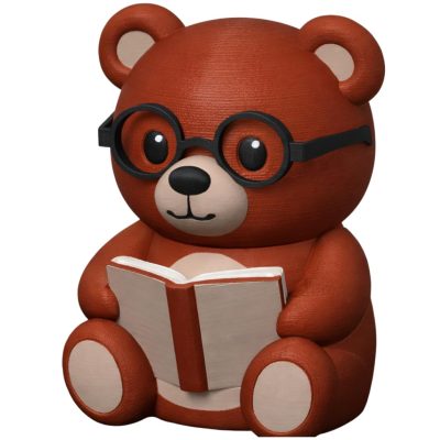 Bookworm Teddy Bear Cub Figurine with Glasses & Book, Cute Reading Bear Desk Decor, Cozy Library Shelf Ornament, Gift for Book Lovers & Readers