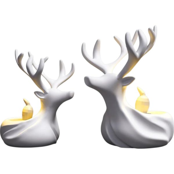 Reindeer LED Candle Holder Set